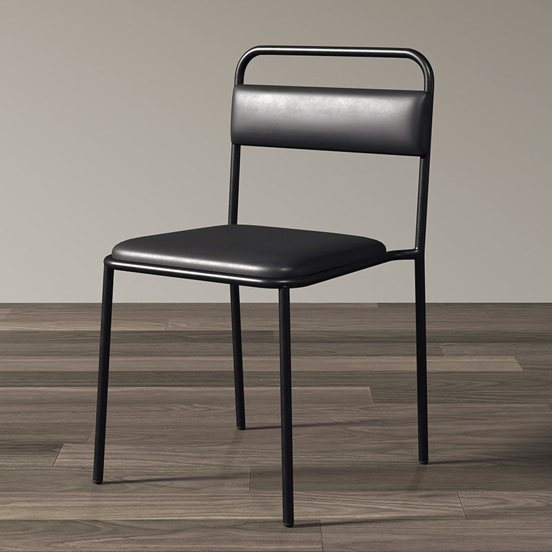 Contemporary Scandinavian Iron Leather Velvet Square Dining Chair Backrest Stackable For Dining Room