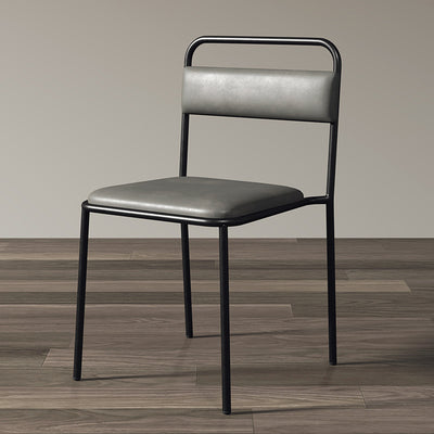 Contemporary Scandinavian Iron Leather Velvet Square Dining Chair Backrest Stackable For Dining Room