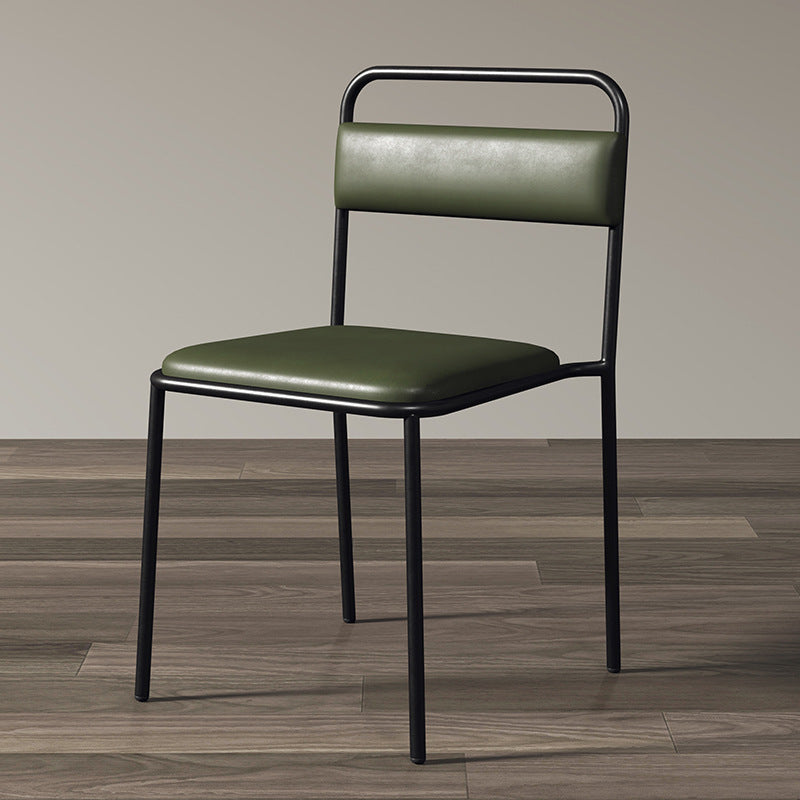 Contemporary Scandinavian Iron Leather Velvet Square Dining Chair Backrest Stackable For Dining Room