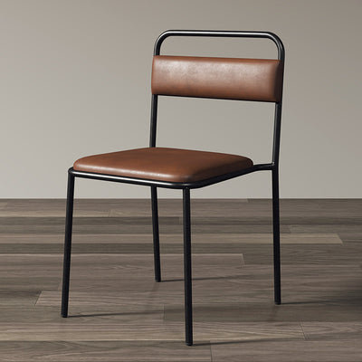 Contemporary Scandinavian Iron Leather Velvet Square Dining Chair Backrest Stackable For Dining Room