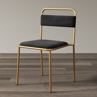 Contemporary Scandinavian Iron Leather Velvet Square Dining Chair Backrest Stackable For Dining Room