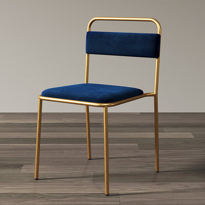 Contemporary Scandinavian Iron Leather Velvet Square Dining Chair Backrest Stackable For Dining Room