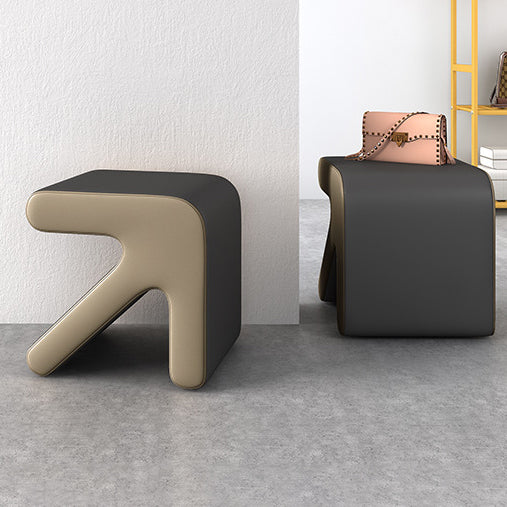 Contemporary Creative Leather & Wood Arrow-Shaped Stackable Footstool For Living Room & Entryway