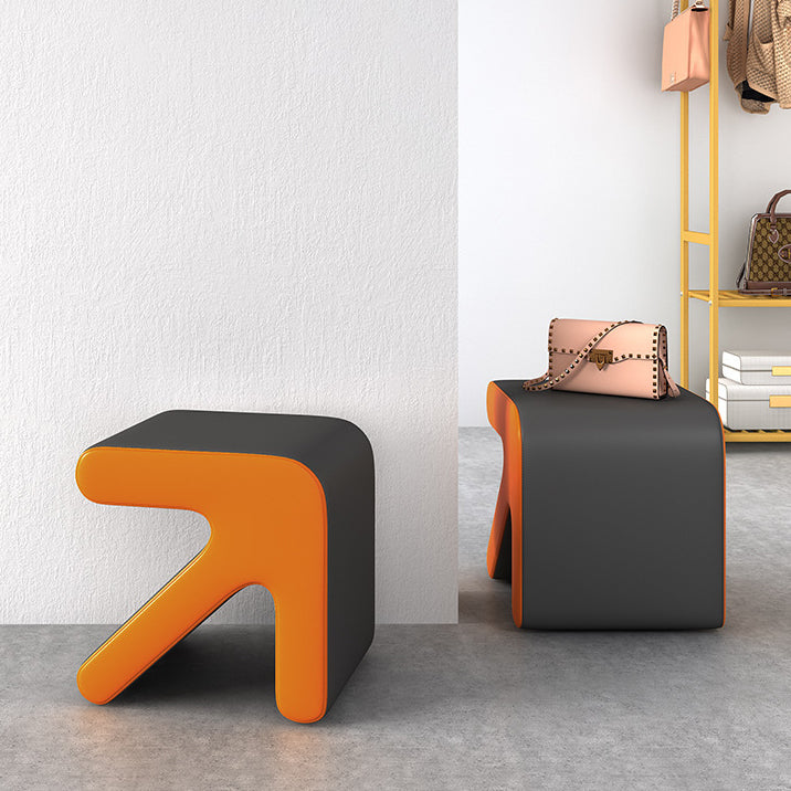 Contemporary Creative PU Leather &amp; Solid Wood Arrow-Shaped Stackable Footstool For Living Room &amp; Entryway