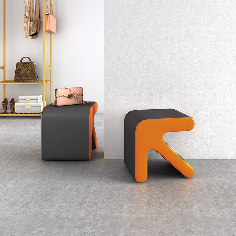 Contemporary Creative PU Leather &amp; Solid Wood Arrow-Shaped Stackable Footstool For Living Room &amp; Entryway
