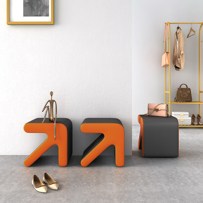 Contemporary Creative PU Leather &amp; Solid Wood Arrow-Shaped Stackable Footstool For Living Room &amp; Entryway