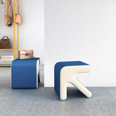 Contemporary Creative Leather & Wood Arrow-Shaped Stackable Footstool For Living Room & Entryway