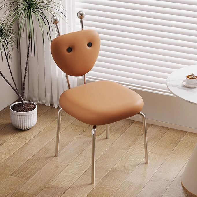 Chaise de salle à manger pivotante carrée en cuir créatif contemporain et en acier inoxydable en forme de fourmi avec dossier en agneau pour salle à manger 