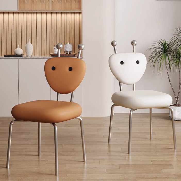 Chaise de salle à manger pivotante carrée en cuir créatif contemporain et en acier inoxydable en forme de fourmi avec dossier en agneau pour salle à manger 
