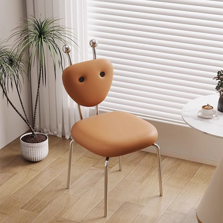 Chaise de salle à manger pivotante carrée en cuir créatif contemporain et en acier inoxydable en forme de fourmi avec dossier en agneau pour salle à manger 
