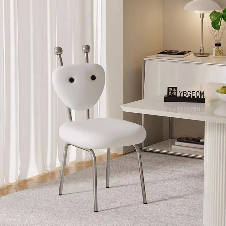 Chaise de salle à manger pivotante carrée en cuir créatif contemporain et en acier inoxydable en forme de fourmi avec dossier en agneau pour salle à manger 