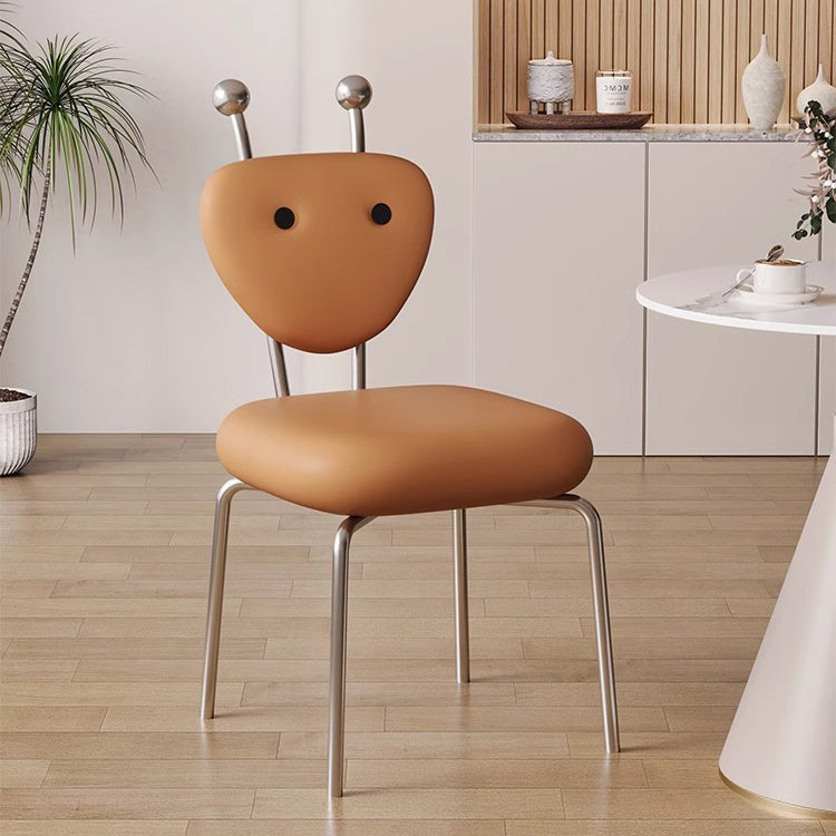 Chaise de salle à manger pivotante carrée en cuir créatif contemporain et en acier inoxydable en forme de fourmi avec dossier en agneau pour salle à manger 