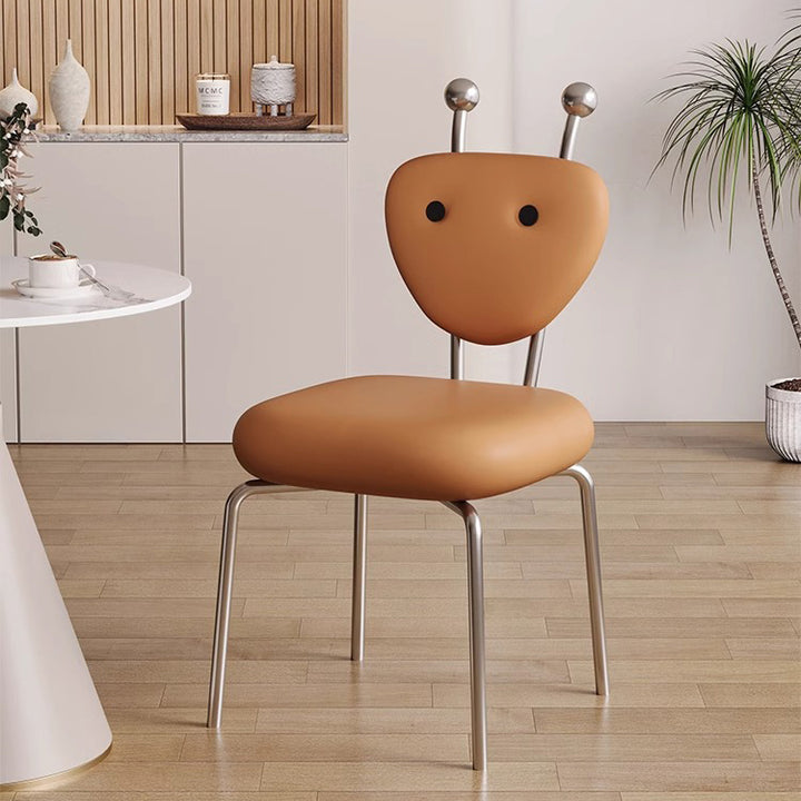 Chaise de salle à manger pivotante carrée en cuir créatif contemporain et en acier inoxydable en forme de fourmi avec dossier en agneau pour salle à manger 