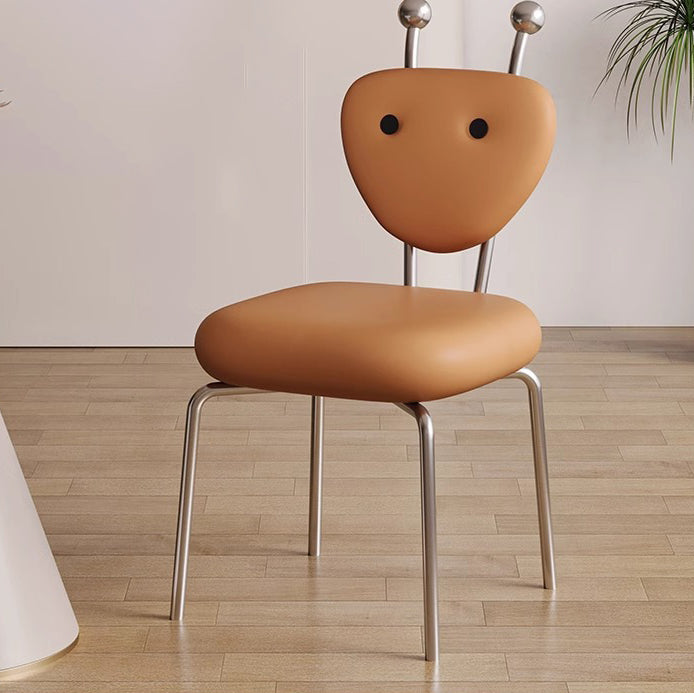 Chaise de salle à manger pivotante carrée en cuir créatif contemporain et en acier inoxydable en forme de fourmi avec dossier en agneau pour salle à manger 