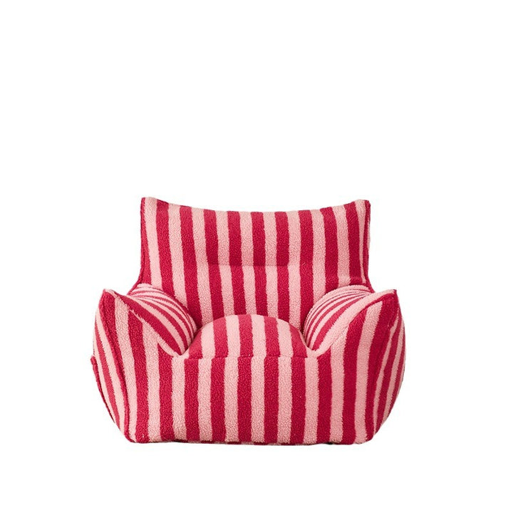 Contemporary Scandinavian Teddy Fleece EPS Striped Square Lazy Sofa Footrest Backrest Armrest For Living Room And Bedroom