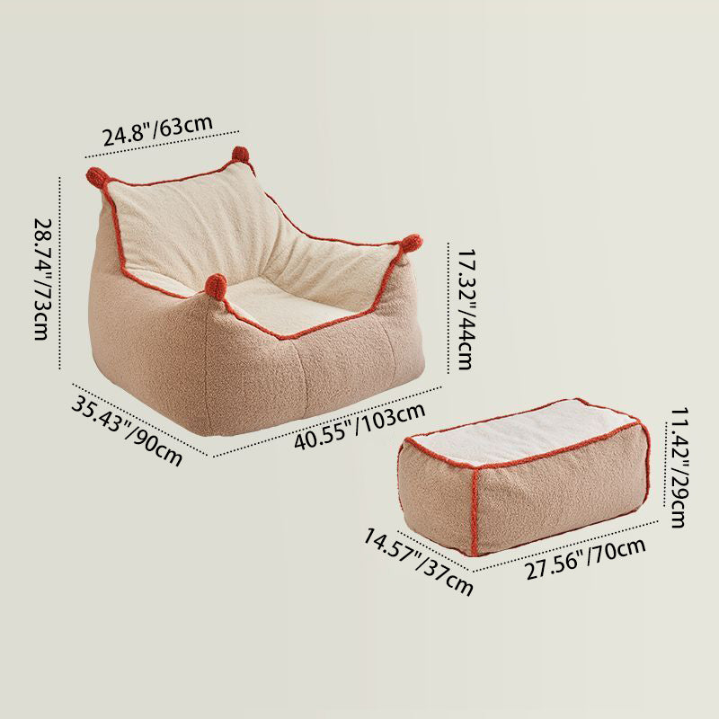 Contemporary Nordic Lambswool Latex EPP Square Bean Bag Lazy Sofa Backrest Footrest For Living Room And Bedroom