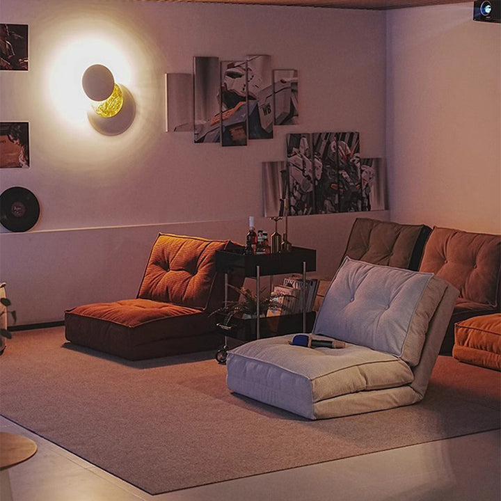 Zeitgenössisches skandinavisches Cord- &amp; Baumwolleisen-Tofu-Stil faltbares Lazy-Sofa mit Rückenlehne für Wohnzimmer &amp; Schlafzimmer 