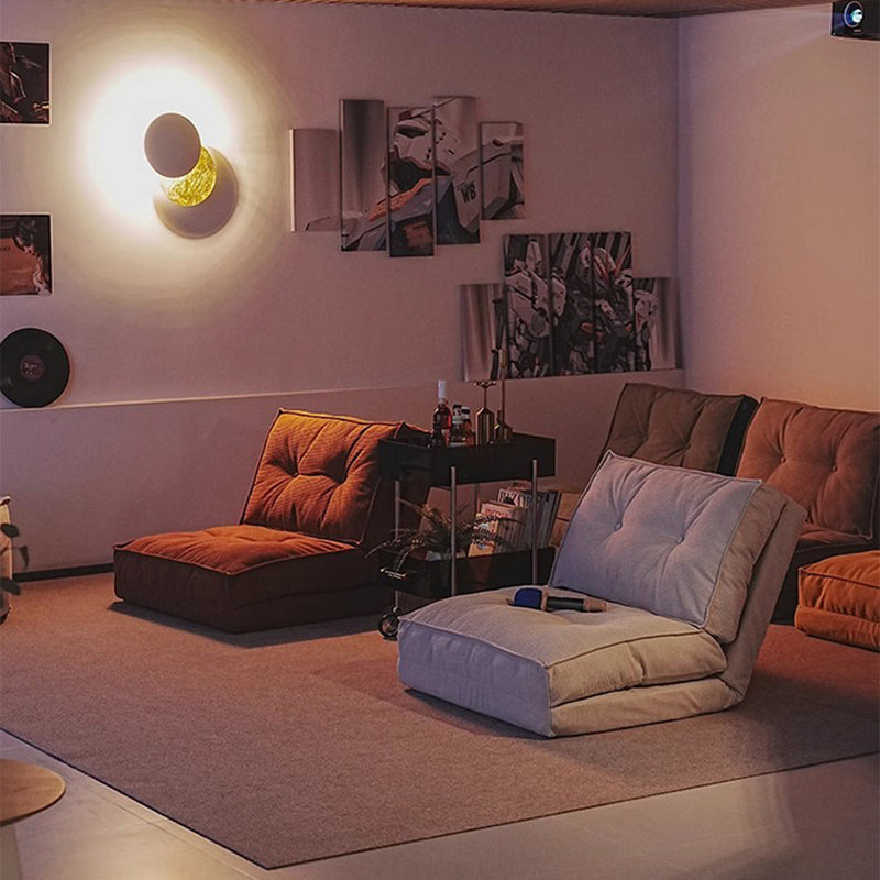 Contemporary Scandinavian Corduroy & Cotton Iron Tofu-Style Foldable Lazy Sofa With Backrest For Living Room & Bedroom