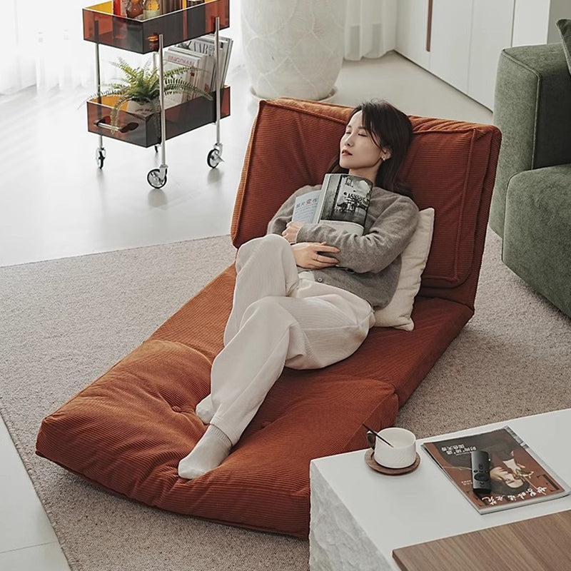 Zeitgenössisches skandinavisches Cord- &amp; Baumwolleisen-Tofu-Stil faltbares Lazy-Sofa mit Rückenlehne für Wohnzimmer &amp; Schlafzimmer 