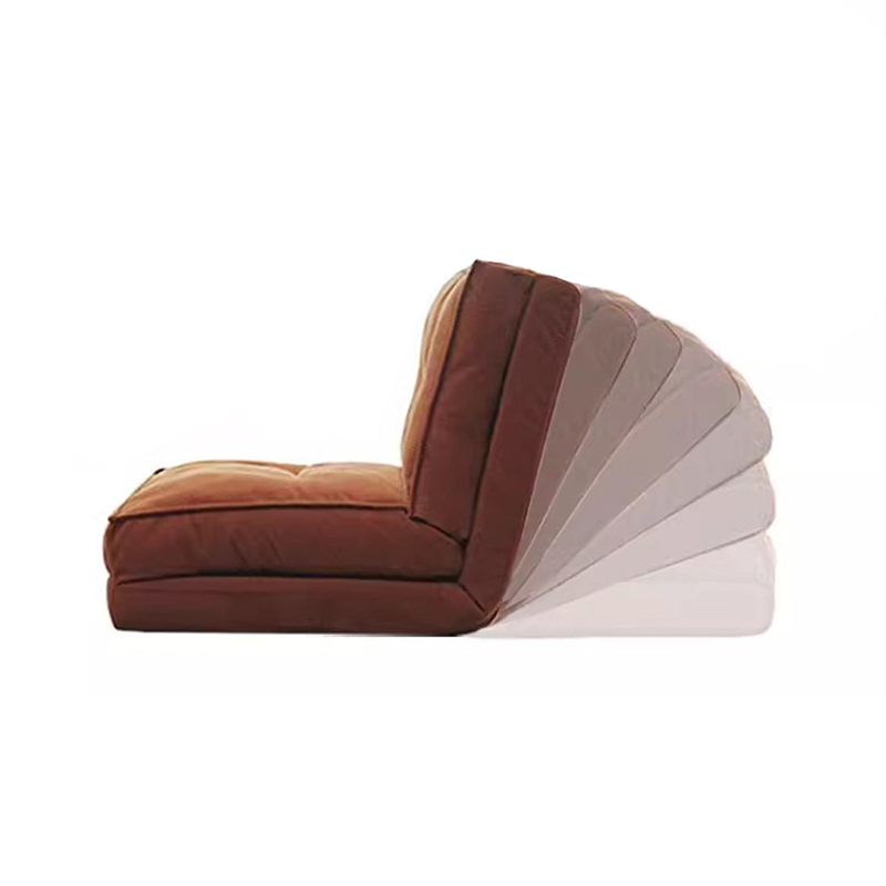 Contemporary Scandinavian Corduroy & Cotton Iron Tofu-Style Foldable Lazy Sofa With Backrest For Living Room & Bedroom