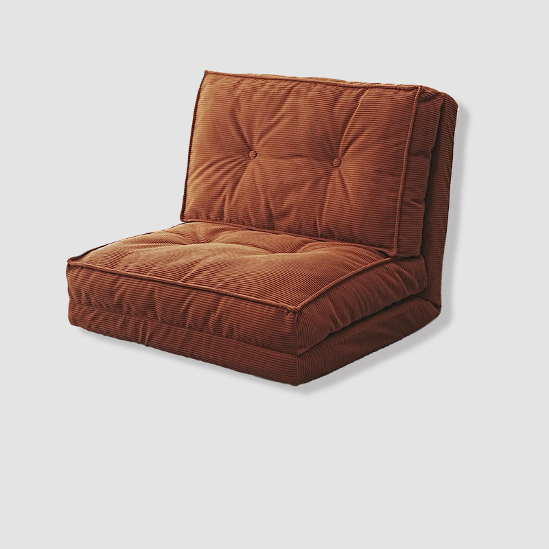 Contemporary Scandinavian Corduroy & Cotton Iron Tofu-Style Foldable Lazy Sofa With Backrest For Living Room & Bedroom
