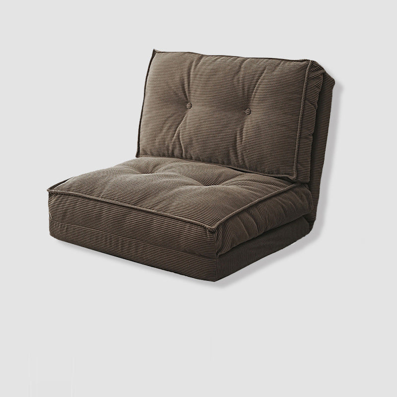 Contemporary Scandinavian Corduroy & Cotton Iron Tofu-Style Foldable Lazy Sofa With Backrest For Living Room & Bedroom