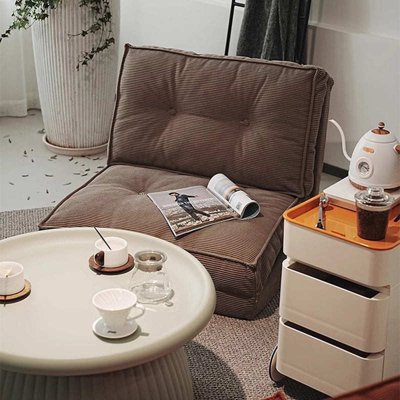 Contemporary Scandinavian Corduroy & Cotton Iron Tofu-Style Foldable Lazy Sofa With Backrest For Living Room & Bedroom