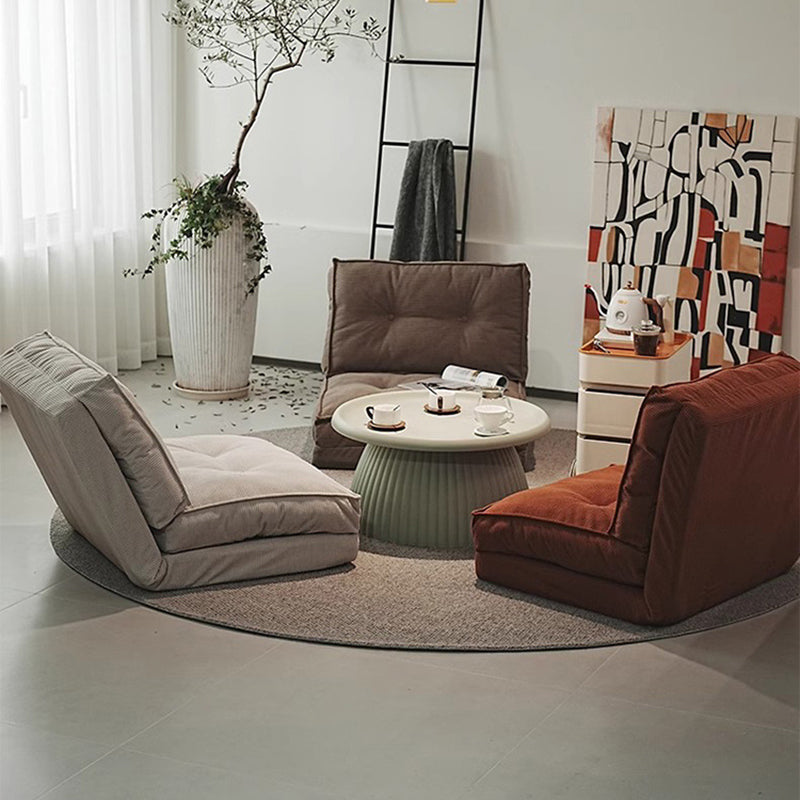Contemporary Scandinavian Corduroy & Cotton Iron Tofu-Style Foldable Lazy Sofa With Backrest For Living Room & Bedroom