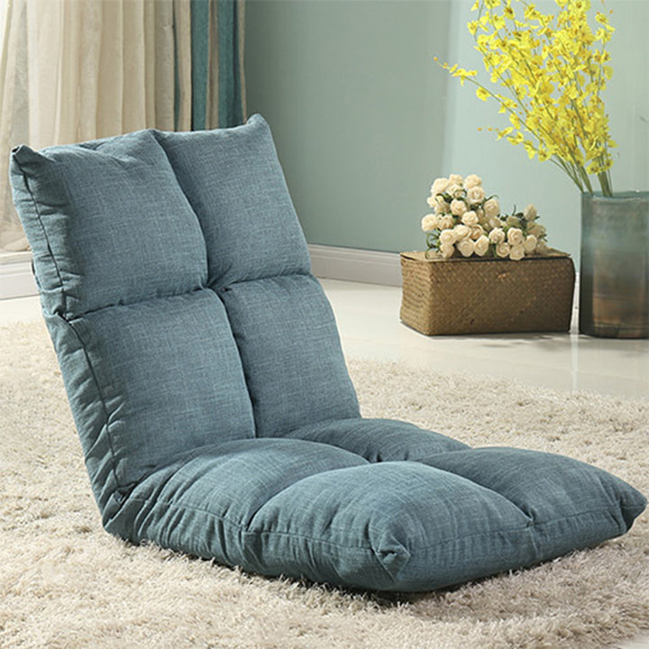 Moderner schlichter Lazy Chair aus Baumwoll-Leinen und Eisen, rechteckig kariert, mit verstellbarer Rückenlehne, für Tatami, Wohnzimmer, Schlafzimmer &amp; Fensterbank 