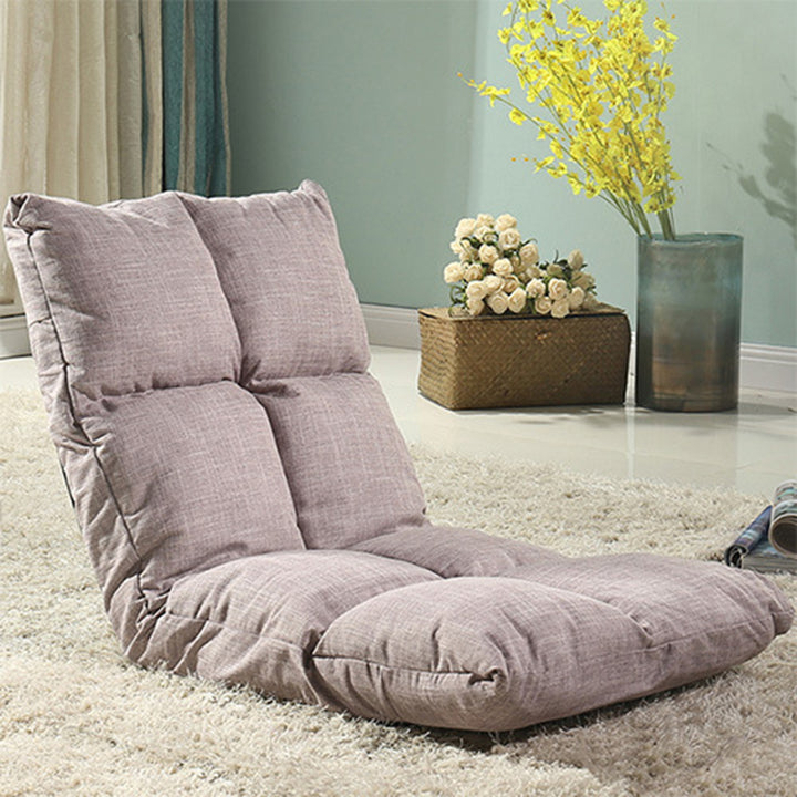 Moderner schlichter Lazy Chair aus Baumwoll-Leinen und Eisen, rechteckig kariert, mit verstellbarer Rückenlehne, für Tatami, Wohnzimmer, Schlafzimmer &amp; Fensterbank 