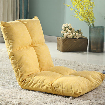 Modern Simplicity Fabric & Cotton Metal Rectangular Checkered Adjustable Backrest Lazy Chair Tatami For Living Room, Bedroom & Bay Window