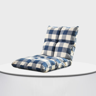 Modern Simplicity Fabric & Cotton Metal Rectangular Checkered Adjustable Backrest Lazy Chair Tatami For Living Room, Bedroom & Bay Window