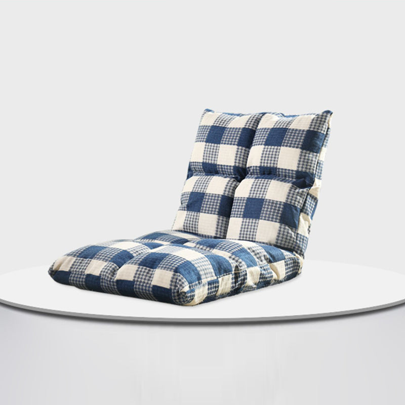 Modern Simplicity Fabric & Cotton Metal Rectangular Checkered Adjustable Backrest Lazy Chair Tatami For Living Room, Bedroom & Bay Window