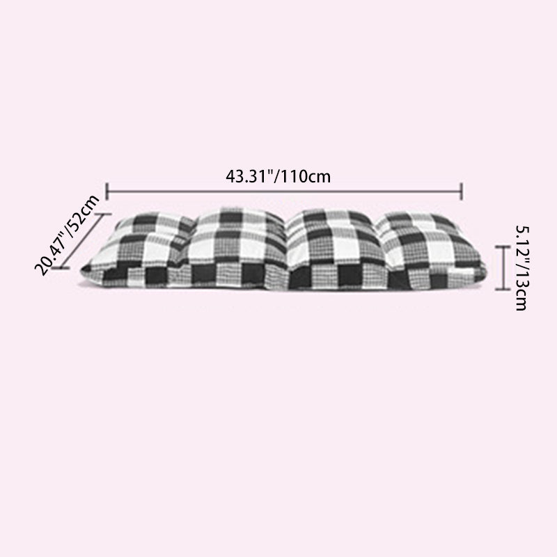 Modern Simplicity Fabric & Cotton Metal Rectangular Checkered Adjustable Backrest Lazy Chair Tatami For Living Room, Bedroom & Bay Window
