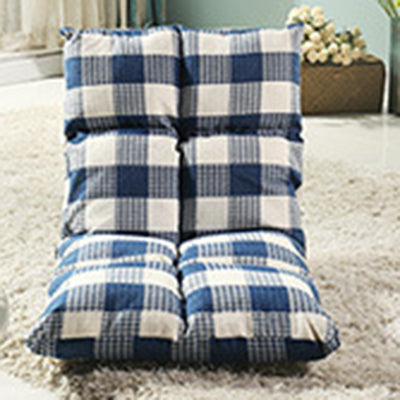 Modern Simplicity Fabric & Cotton Metal Rectangular Checkered Adjustable Backrest Lazy Chair Tatami For Living Room, Bedroom & Bay Window