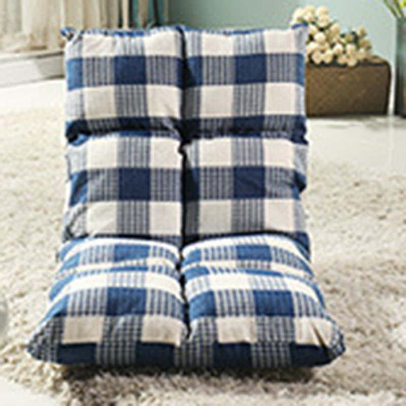 Modern Simplicity Fabric & Cotton Metal Rectangular Checkered Adjustable Backrest Lazy Chair Tatami For Living Room, Bedroom & Bay Window