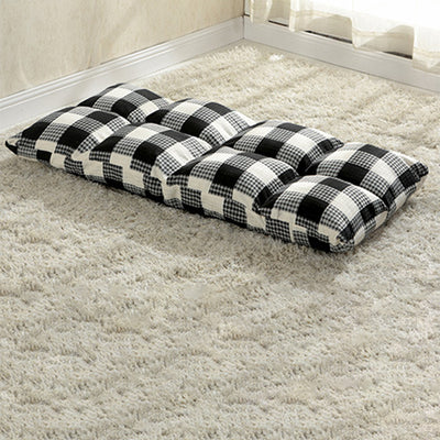 Modern Simplicity Fabric & Cotton Metal Rectangular Checkered Adjustable Backrest Lazy Chair Tatami For Living Room, Bedroom & Bay Window