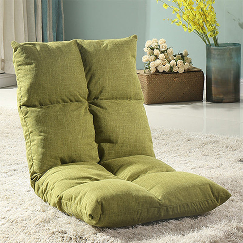Modern Simplicity Fabric & Cotton Metal Rectangular Checkered Adjustable Backrest Lazy Chair Tatami For Living Room, Bedroom & Bay Window