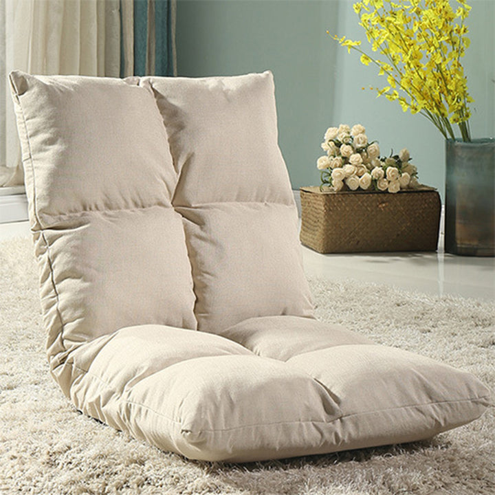 Moderner schlichter Lazy Chair aus Baumwoll-Leinen und Eisen, rechteckig kariert, mit verstellbarer Rückenlehne, für Tatami, Wohnzimmer, Schlafzimmer &amp; Fensterbank 