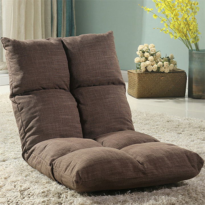 Moderner schlichter Lazy Chair aus Baumwoll-Leinen und Eisen, rechteckig kariert, mit verstellbarer Rückenlehne, für Tatami, Wohnzimmer, Schlafzimmer &amp; Fensterbank 