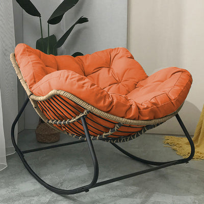 Traditional Farmhouse Weaving Velvet & PE Carbon Steel Nest Rocking Chair With Backrest For Living Room & Bedroom