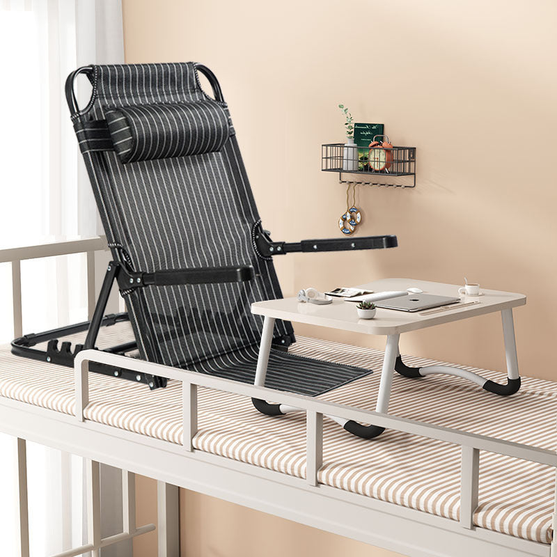 Modern Minimalist Fabric & Steel Rectangular Back Chair With Adjustable Recline & Armrests For Living Room & Bedroom