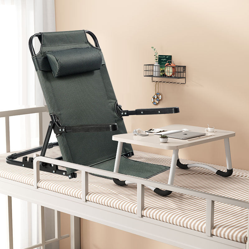 Modern Minimalist Fabric & Steel Rectangular Back Chair With Adjustable Recline & Armrests For Living Room & Bedroom