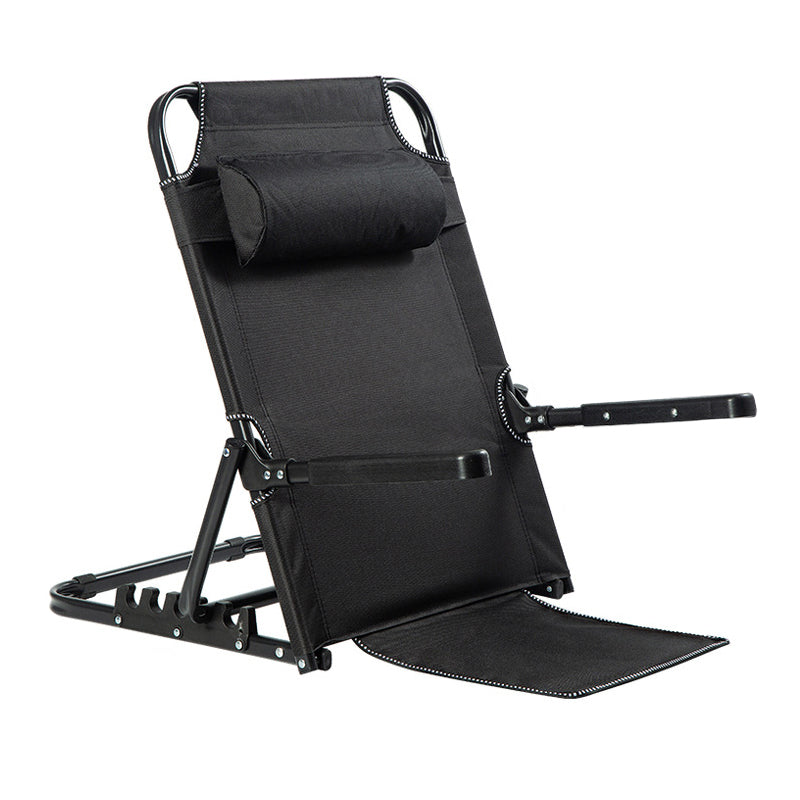 Modern Minimalist Fabric & Steel Rectangular Back Chair With Adjustable Recline & Armrests For Living Room & Bedroom