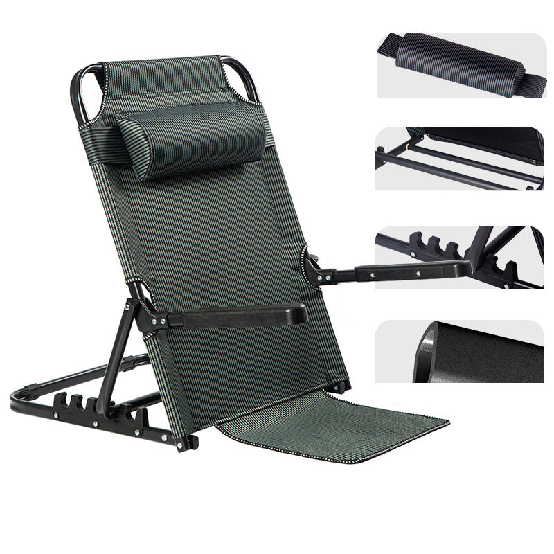 Modern Minimalist Fabric & Steel Rectangular Back Chair With Adjustable Recline & Armrests For Living Room & Bedroom