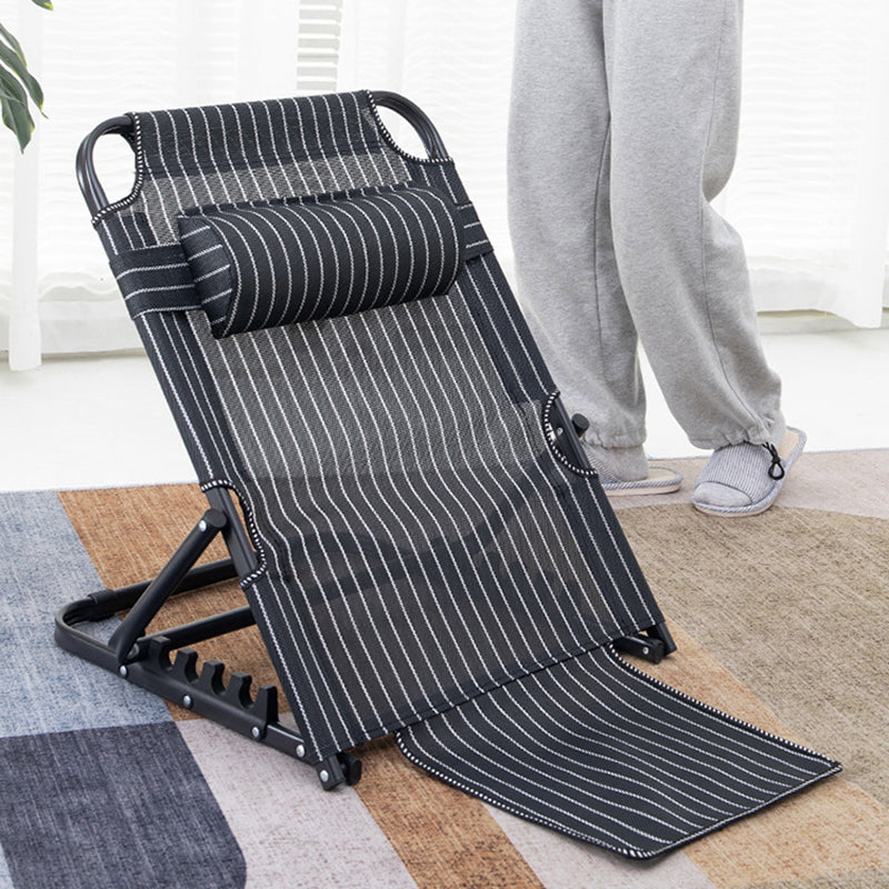 Modern Minimalist Fabric & Steel Rectangular Back Chair With Adjustable Recline & Armrests For Living Room & Bedroom
