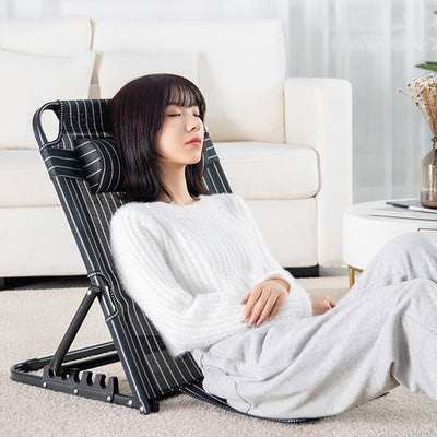 Modern Minimalist Fabric & Steel Rectangular Back Chair With Adjustable Recline & Armrests For Living Room & Bedroom