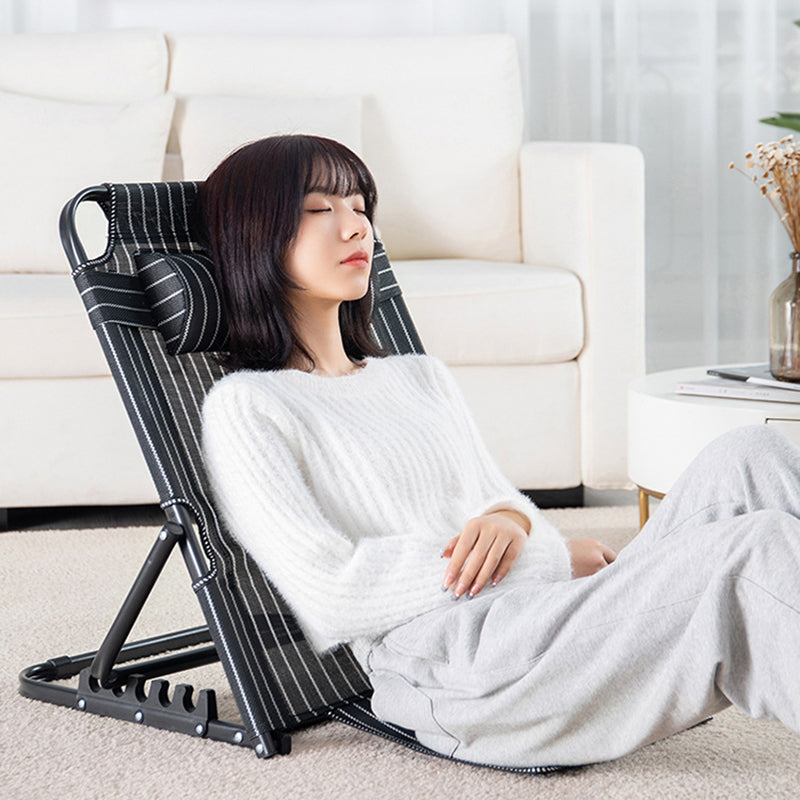 Modern Minimalist Fabric & Steel Rectangular Back Chair With Adjustable Recline & Armrests For Living Room & Bedroom