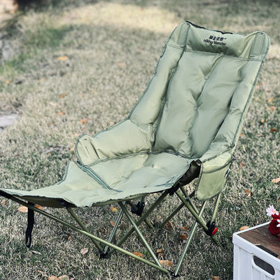 Modern Minimalist Fabric & Carbon Steel Moon Foldable Camping Recliner Footrest & Backrest For Outdoor Patio