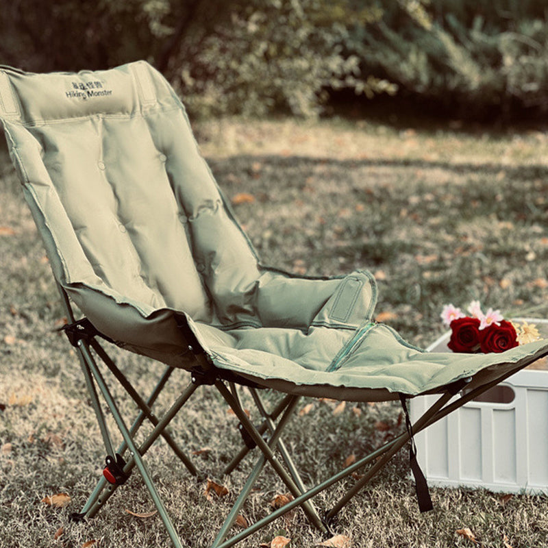Modern Minimalist Fabric & Carbon Steel Moon Foldable Camping Recliner Footrest & Backrest For Outdoor Patio